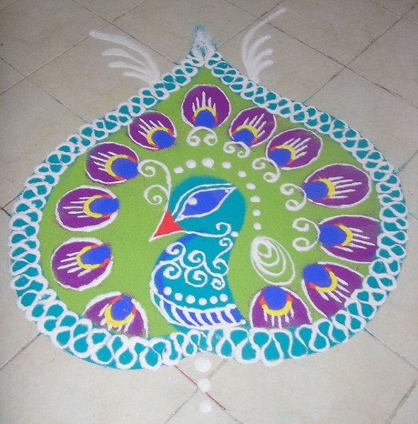 peacock rangoli