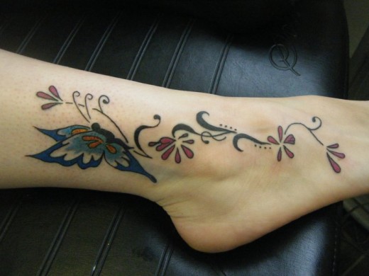 Realistic 3D Blue Butterfly Tattoo Design Make On Foot