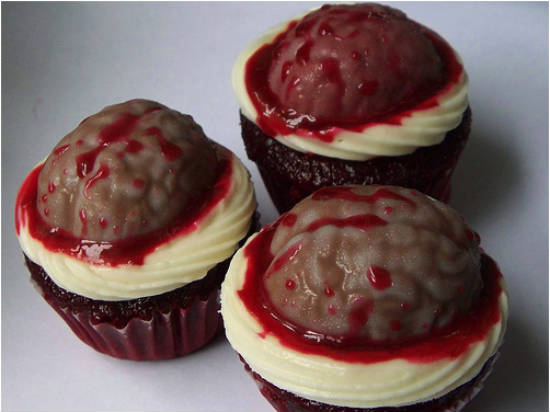 brainy halloween cupcakes
