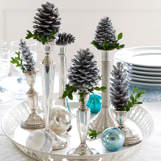 silver christmas table decorations